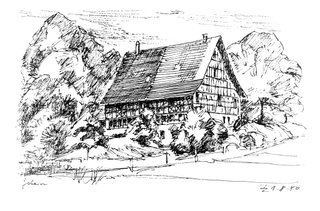 Bauernhaus Bubikon, historische Skizze - Massiv-Werk